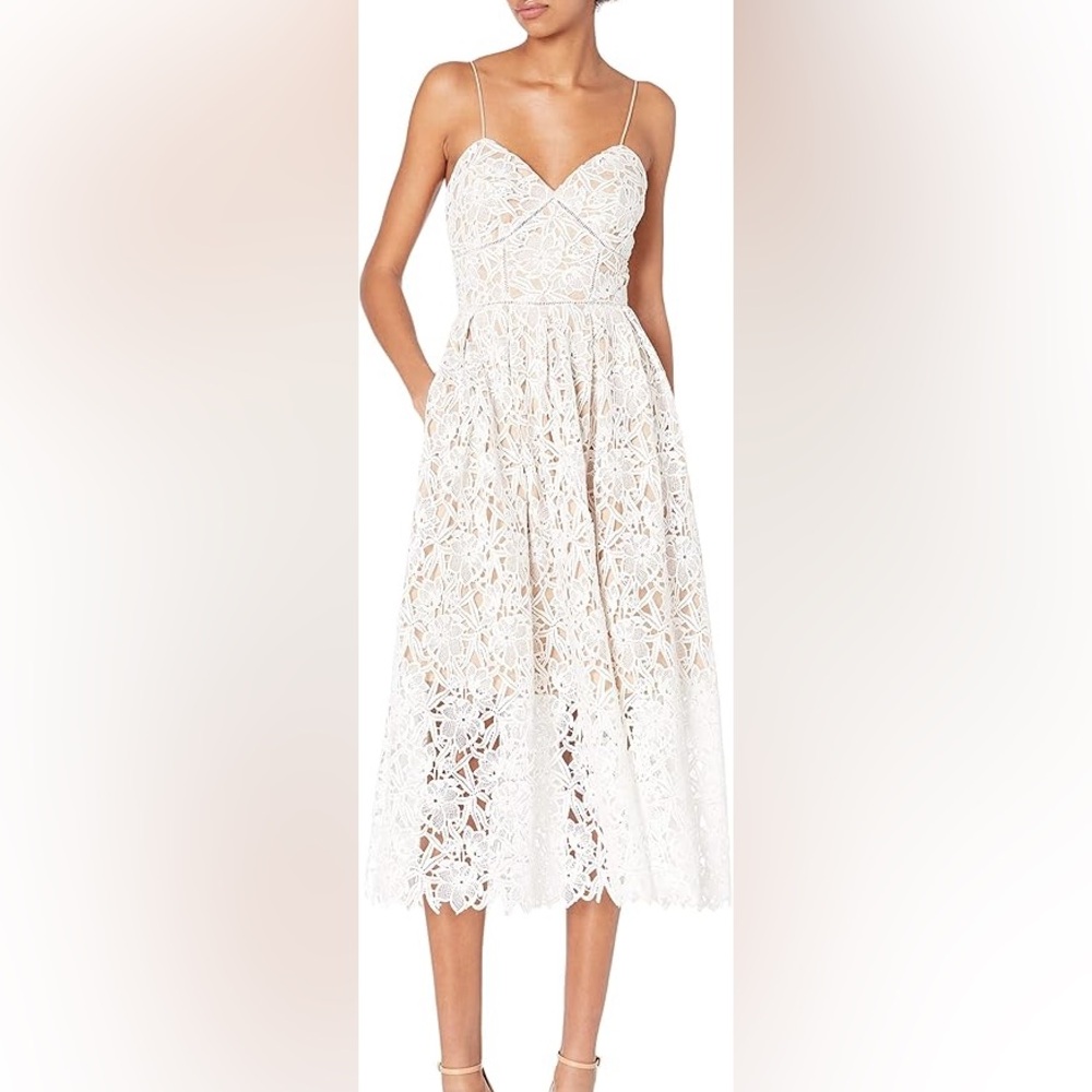 Avery G White Lace Midi Dress Size 6